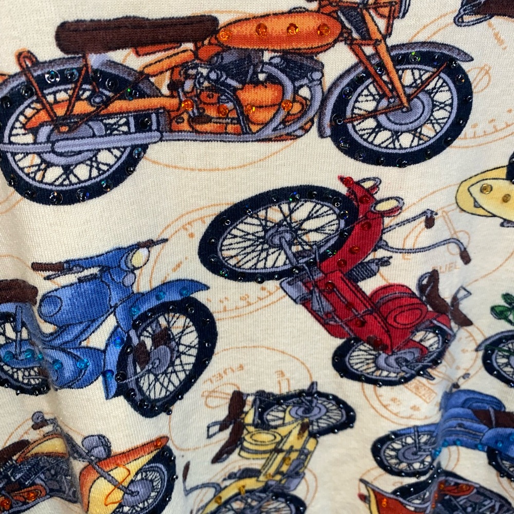 Women’s motorcycle rhinestone bling multicolor top - Picture 3 of 4